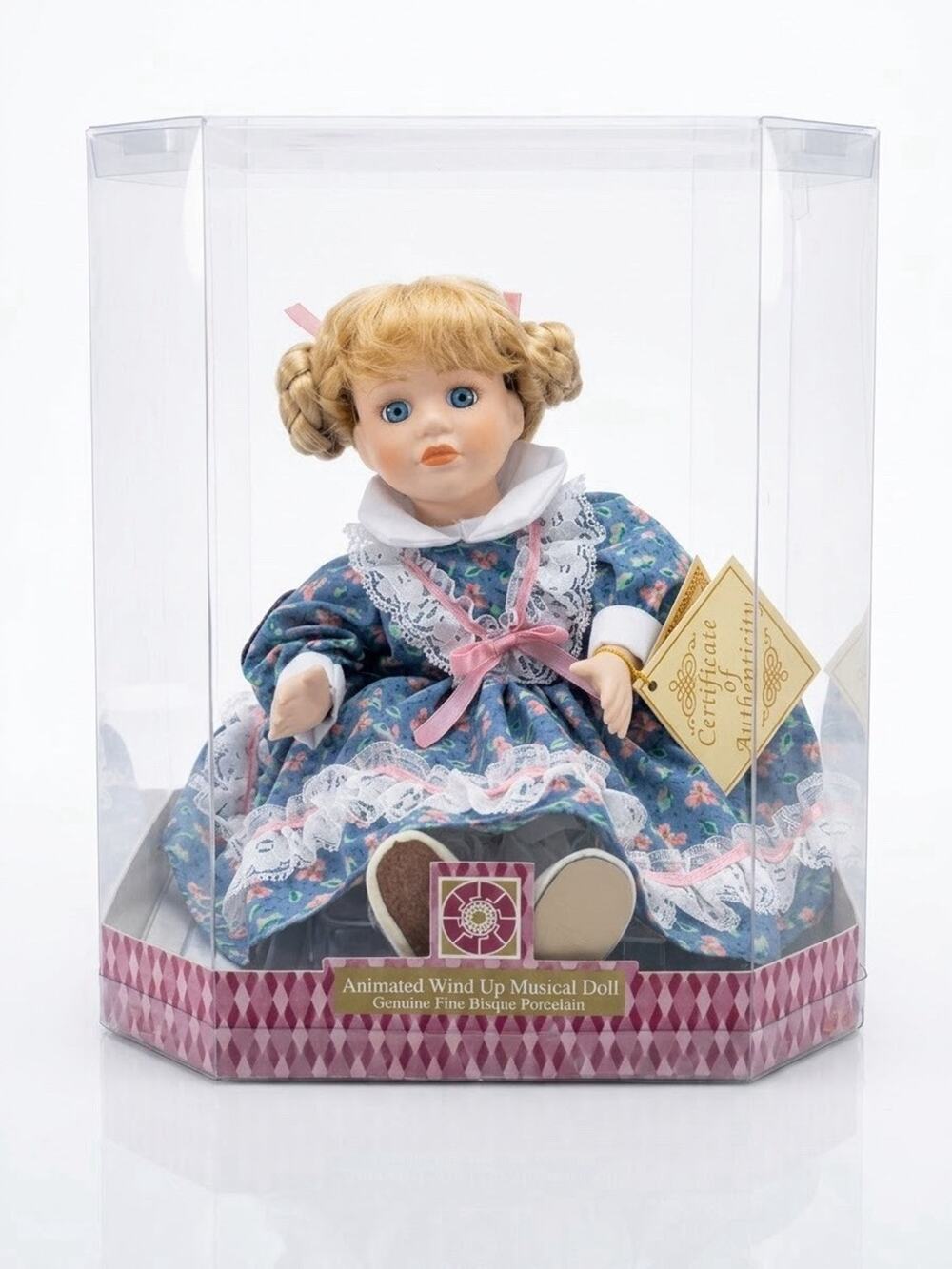 Animated Wind Up Musical Doll Genuine Bisque Porcelain Melody “Try To Remember”